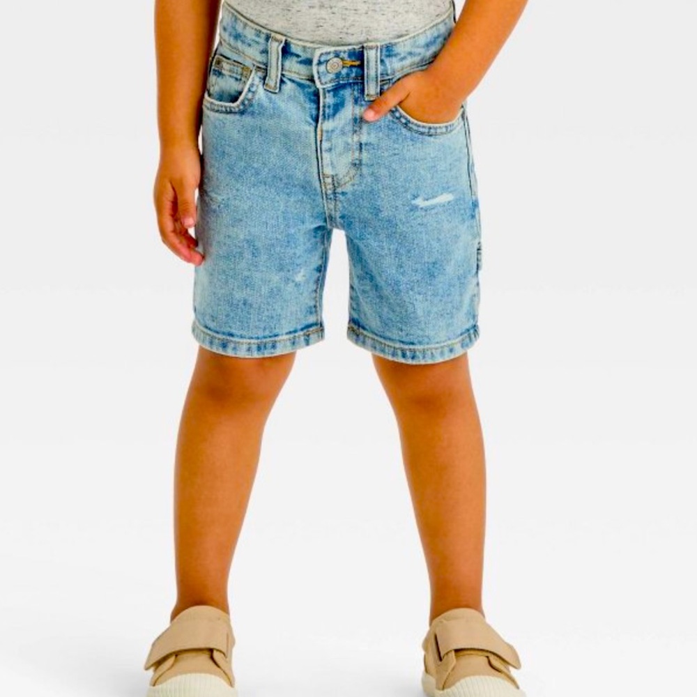 Toddler Boys' Button-Front Denim At Knee Shorts - Cat & Jack Light Wash